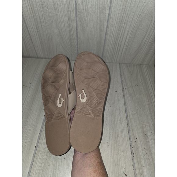 Olukai La‘i Slide Tortoise Shell Criss Cross Sandals Taupe Women's Size 8 - Picture 3 of 6